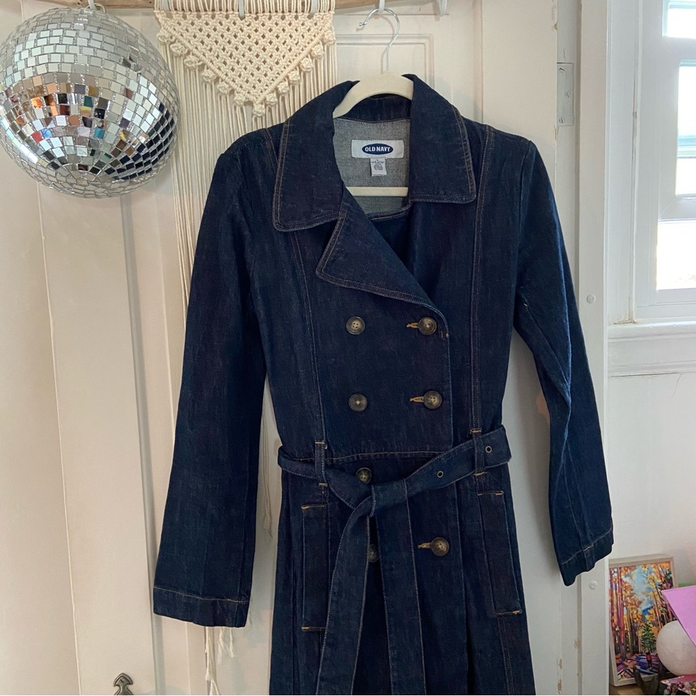Old Navy Vintage Vibes Long Denim Trenchcoat - Size L